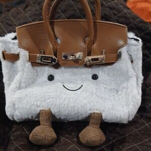 Brown and Gray Women's Handbag